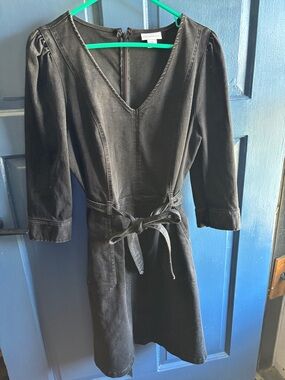 Liz Claiborne Black V-Neck Tie-Waist Long Sleeve Dress